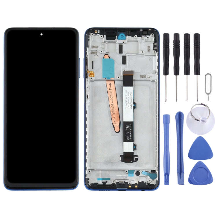 Original LCD Screen for Xiaomi Poco X3 NFC / Poco X3 Digitizer Full Assembly with Frame(Blue)