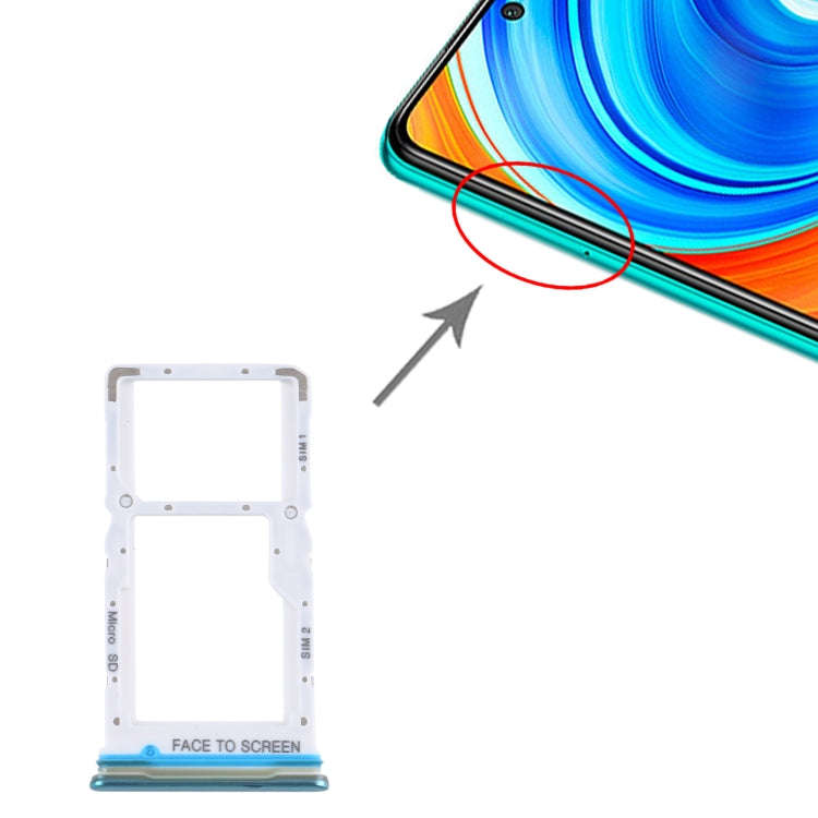 SIM Card Tray + SIM Card Tray / Micro SD Card Tray for Xiaomi Redmi Note 9 Pro 5G M2007J17C (Green)