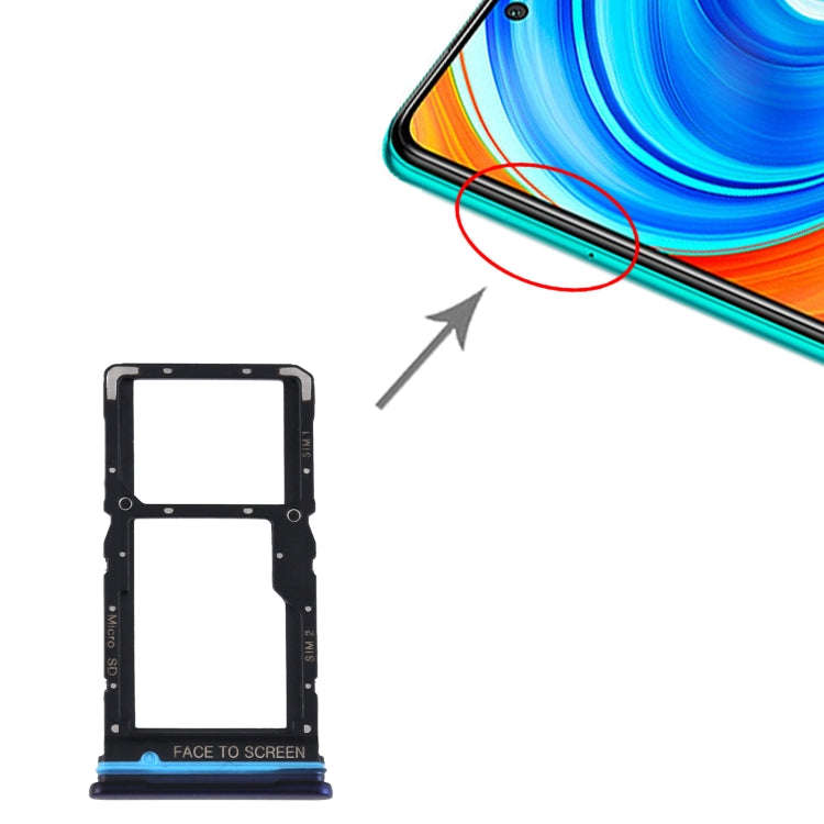SIM Card Tray + SIM Card Tray / Micro SD Card Tray for Xiaomi Redmi Note 9 Pro 5G M2007J17C (Blue)