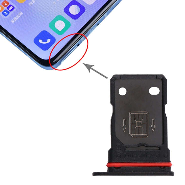 For OnePlus 9R SIM Card Tray + SIM Card Tray (Black)