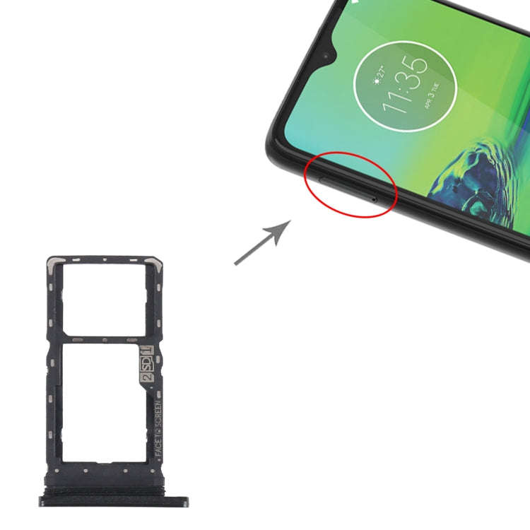 SIM Card Tray + Micro SD Card Tray for Motorola Moto G8 Play XT2015 XT2015-2 (Black)