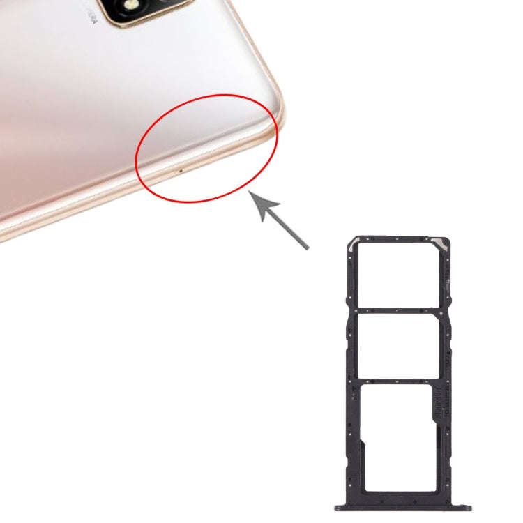 SIM Card Tray + SIM Card Tray + Micro SD Card Tray for Huawei Enjoy 20 SE 4G(Black)