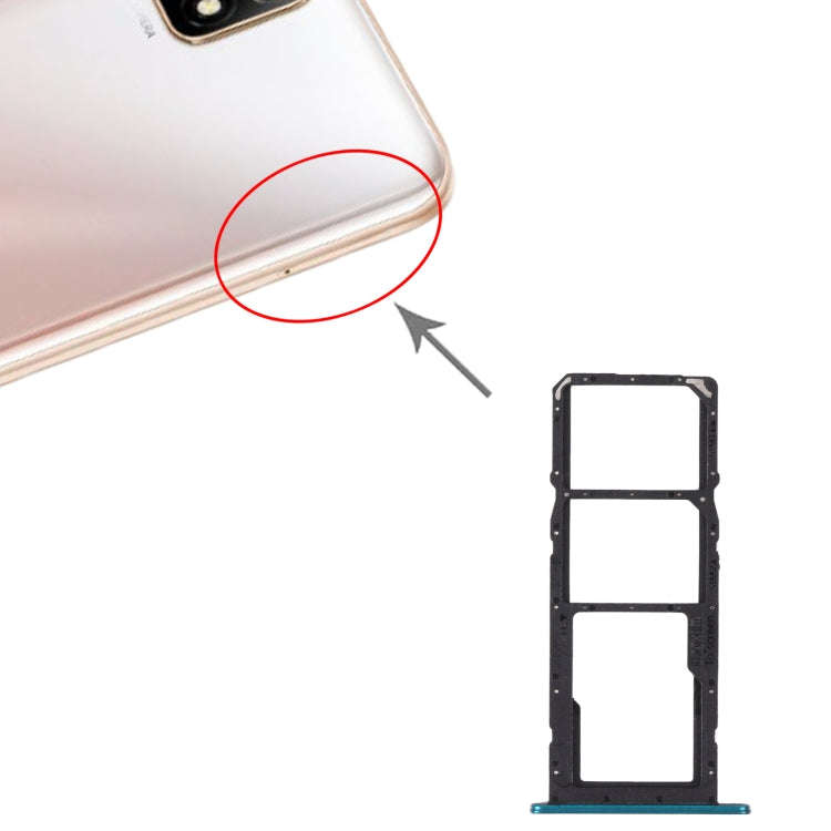 SIM Card Tray + SIM Card Tray + Micro SD Card Tray for Huawei Enjoy 20 SE 4G(Green)