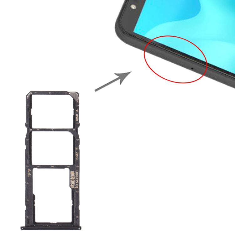 SIM Card Tray + SIM Card Tray + Micro SD Card Tray for Huawei Y5p (Black)