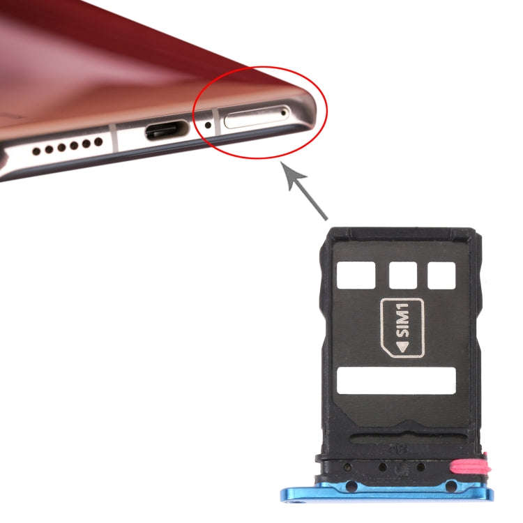 SIM Card Tray + NM Card Tray for Huawei P40 Pro (Blue)