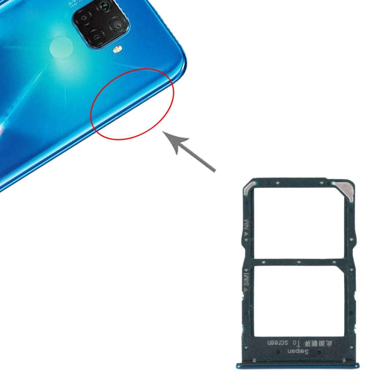 SIM Card Tray + NM Card Tray for Huawei Mate 30 Lite (Green)