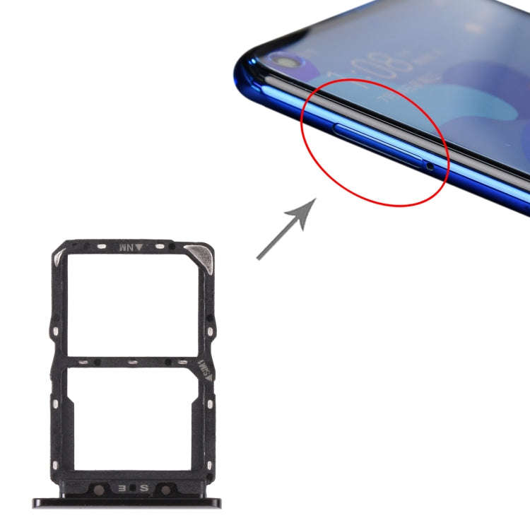 SIM Card Tray + NM Card Tray for Huawei Nova 5 Pro (Black)