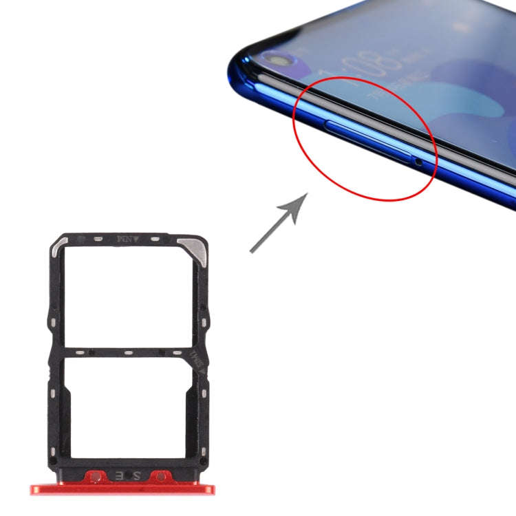 SIM Card Tray + NM Card Tray for Huawei Nova 5 Pro (Red)