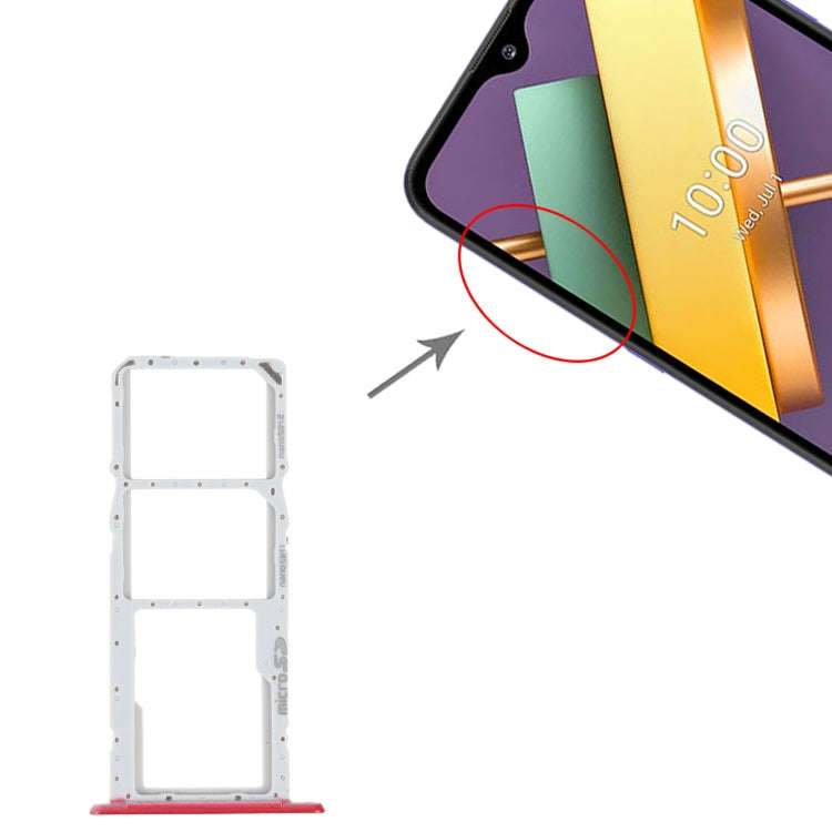 SIM Card Tray + SIM Card Tray + Micro SD Card Tray for LG K22 LMK200Z LMK200E LMK200B LM-K200 (Red)