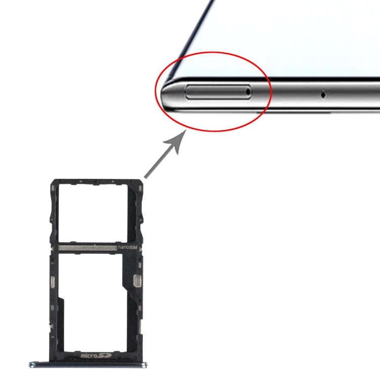 SIM Card Tray + Micro SD Card Tray for LG K92 5G LMK920 LM-K920 (Black)