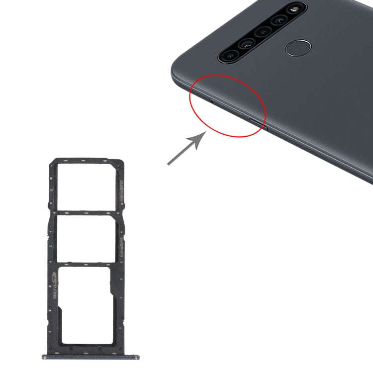 SIM Card Tray + SIM Card Tray + Micro SD Card Tray for LG K41S LMK410EMW LM-K410EMW LM-K410 (Black)