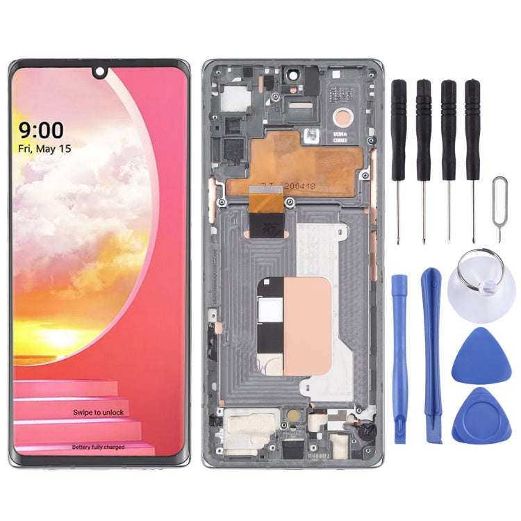 For LG Velvet 5G KR Version Original LCD Screen Digitizer Full Assembly with Frame (Silver)