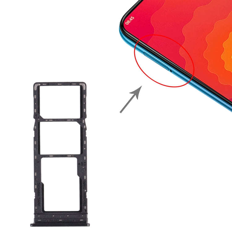 For Tecno Spark 4 / Camon 12 KC2 KC8 CC7 SIM Card Tray + SIM Card Tray + Micro SD Card Tray (Black)