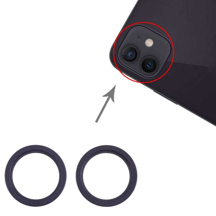 2 PCS Rear Camera Glass Lens Metal Outside Protector Hoop Ring for iPhone 13(Black)