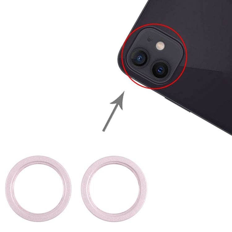 2 PCS Rear Camera Glass Lens Metal Outside Protector Hoop Ring for iPhone 13(Pink)
