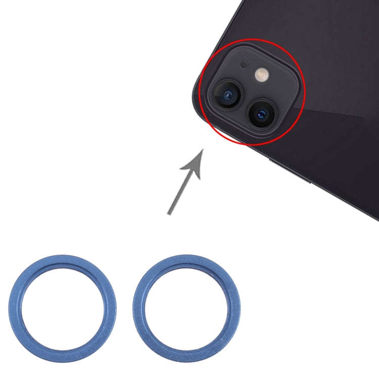 2 PCS Rear Camera Glass Lens Metal Outside Protector Hoop Ring for iPhone 13(Blue)