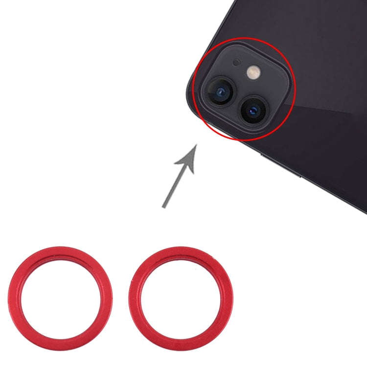 2 PCS Rear Camera Glass Lens Metal Outside Protector Hoop Ring for iPhone 13(Red)