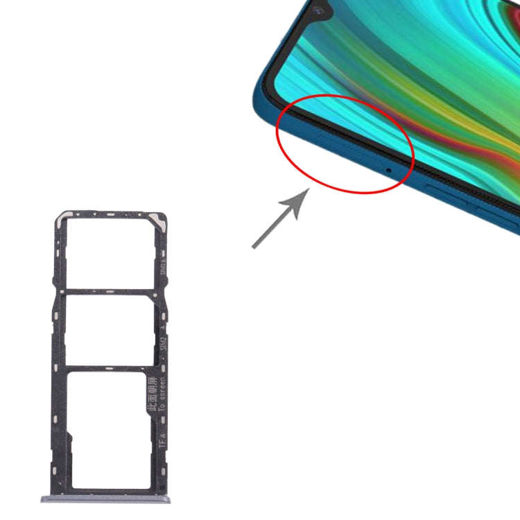 For OPPO Realme C3 RMX2027, RMX2020, RMX2021  SIM Card Tray + SIM Card Tray + Micro SD Card Tray ...
