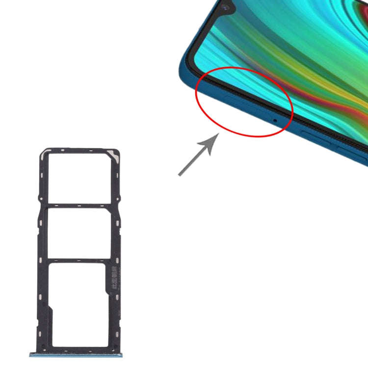 For OPPO Realme C3 RMX2027, RMX2020, RMX2021  SIM Card Tray + SIM Card Tray + Micro SD Card Tray ...