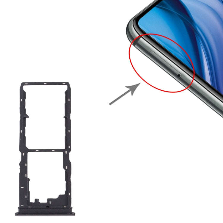 For vivo Y30 (China) / Y20s V2034A SIM Card Tray + SIM Card Tray + Micro SD Card Tray (Black)