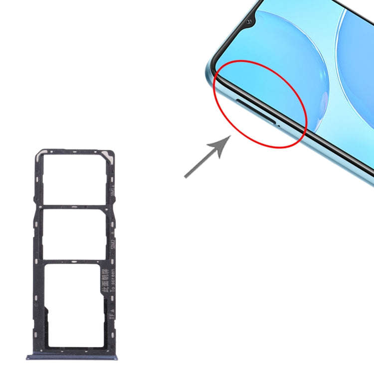 For OPPO A15s CPH2179  SIM Card Tray + SIM Card Tray + Micro SD Card Tray (Black)