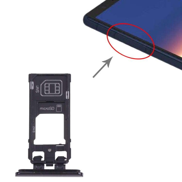SIM Card Tray + SIM Card Tray / Micro SD Card Tray for Sony Xperia 5 (Black)
