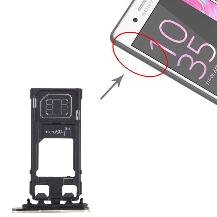 SIM Card Tray + Micro SD Card Tray for Sony Xperia X Performance (Gold)