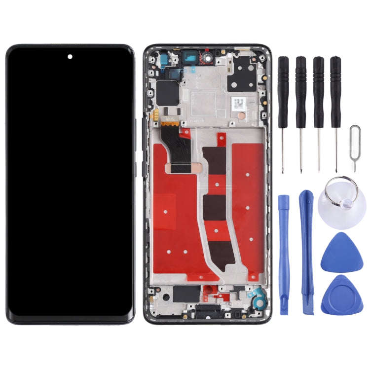 Original OLED LCD Screen for Honor V40 Lite Digitizer Full Assembly with Frame(Black)