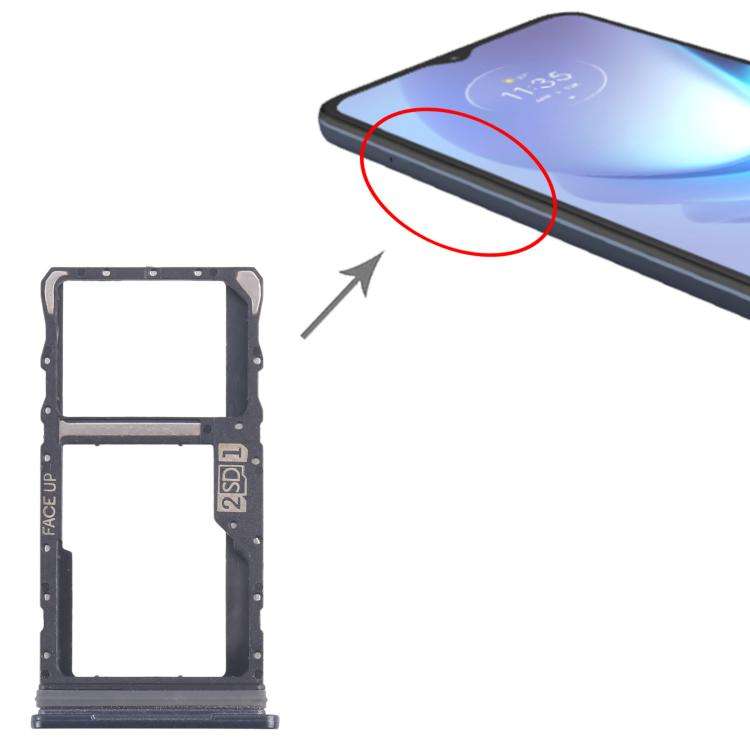 For Motorola Moto G50 SIM Card Tray + Micro SD Card Tray (Black)