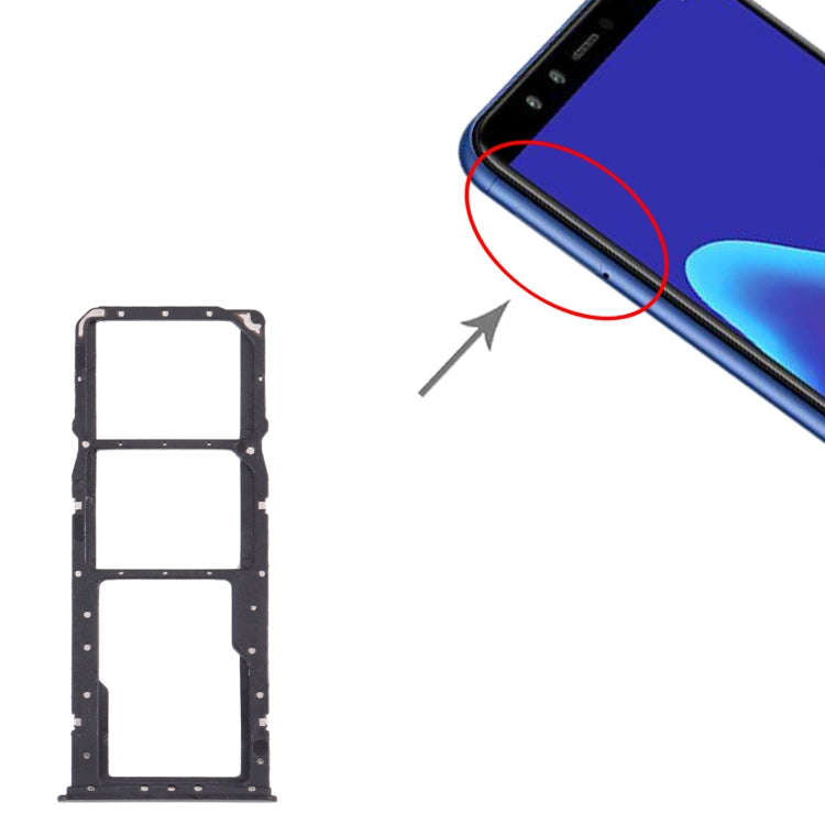 SIM Card Tray + SIM Card Tray + Micro SD Card Tray for Huawei Y9 (2018) (Black)