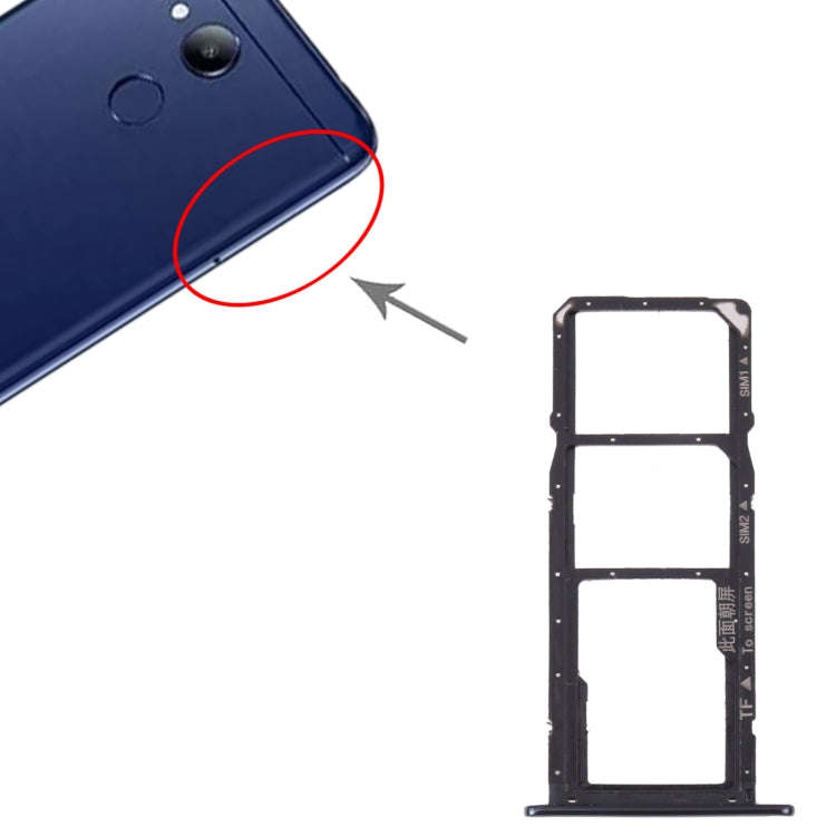 SIM Card Tray + SIM Card Tray + Micro SD Card Tray for Honor 7A Pro (Black)