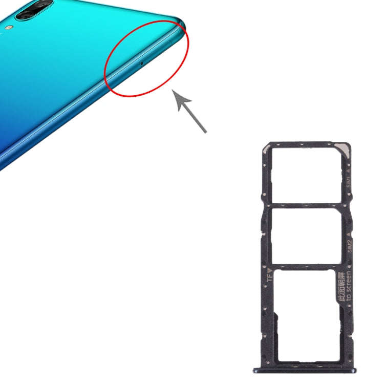 SIM Card Tray + SIM Card Tray + Micro SD Card Tray for Huawei Y7 Pro 2018 (Black)