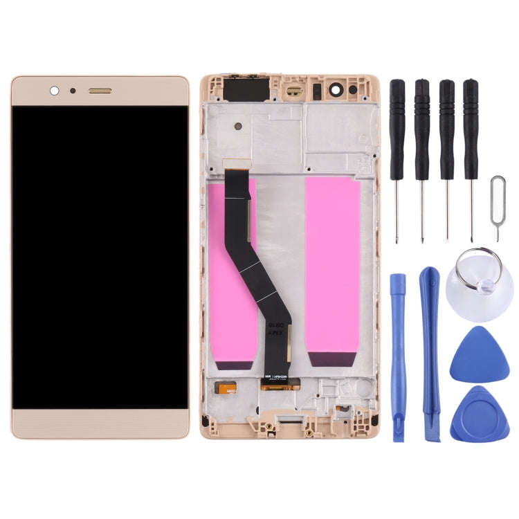 OLED LCD Screen for Huawei P9 Plus Digitizer Full Assembly with Frame(Gold)