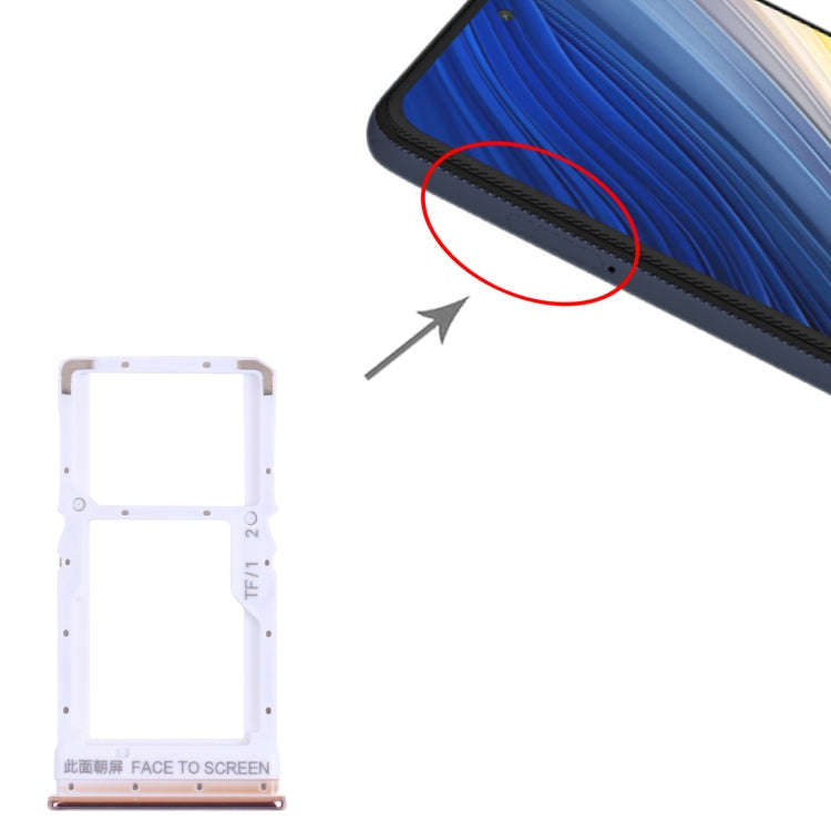 SIM Card Tray + Micro SD Card Tray for Xiaomi Poco X3 Pro M2102J20SG M2102J20SI (Gold)