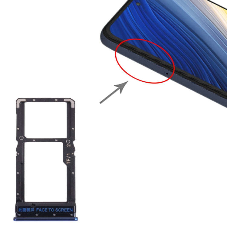 SIM Card Tray + Micro SD Card Tray for Xiaomi Poco X3 Pro M2102J20SG M2102J20SI (Blue)