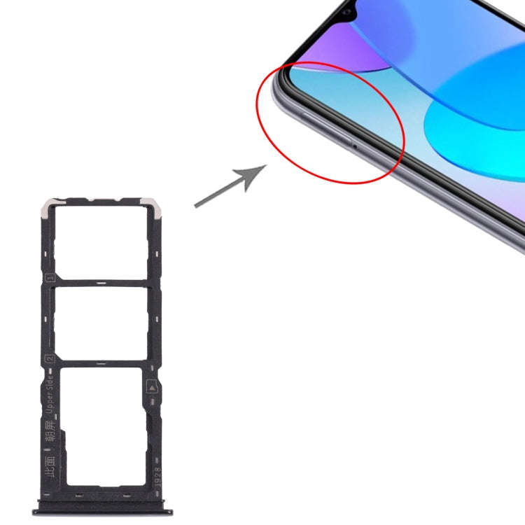 For vivo Y11s V2028 SIM Card Tray + SIM Card Tray + Micro SD Card Tray (Black)