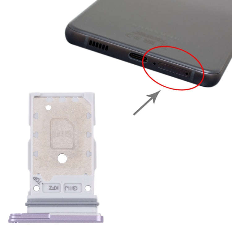 For Samsung Galaxy S21 FE 5G SM-G990B Original SIM Card Tray + SIM Card Tray (Purple)