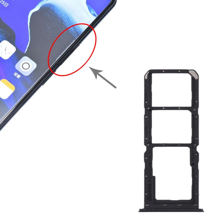 For OPPO Reno2 Z/Reno2 F  SIM Card Tray + SIM Card Tray + Micro SD card tray (Black)
