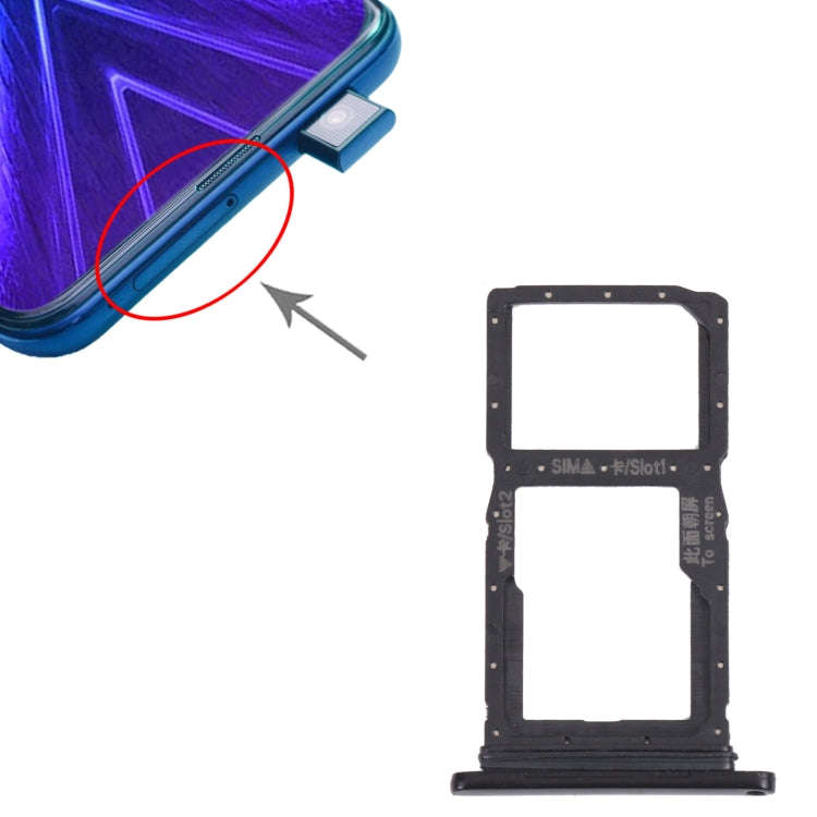 SIM Card Tray + SIM Card Tray / Micro SD Card Tray for Honor 9X (Black)
