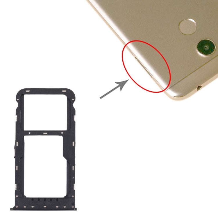 SIM Card Tray + SIM Card Tray / Micro SD Card Tray for Honor 6C Pro (Black)
