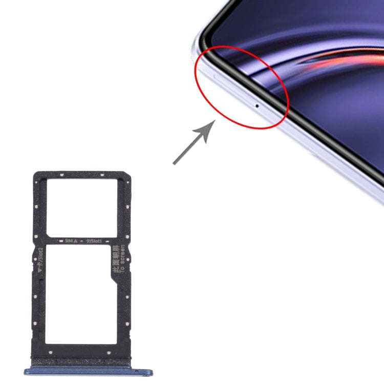 SIM Card Tray + SIM Card Tray / Micro SD Card Tray for Huawei Maimang 10 SE (Blue)