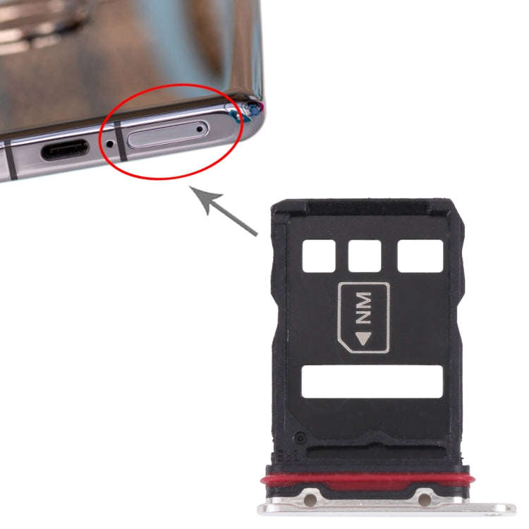 SIM Card Tray + NM Card Tray for Huawei P50 Pro+ (Silver)