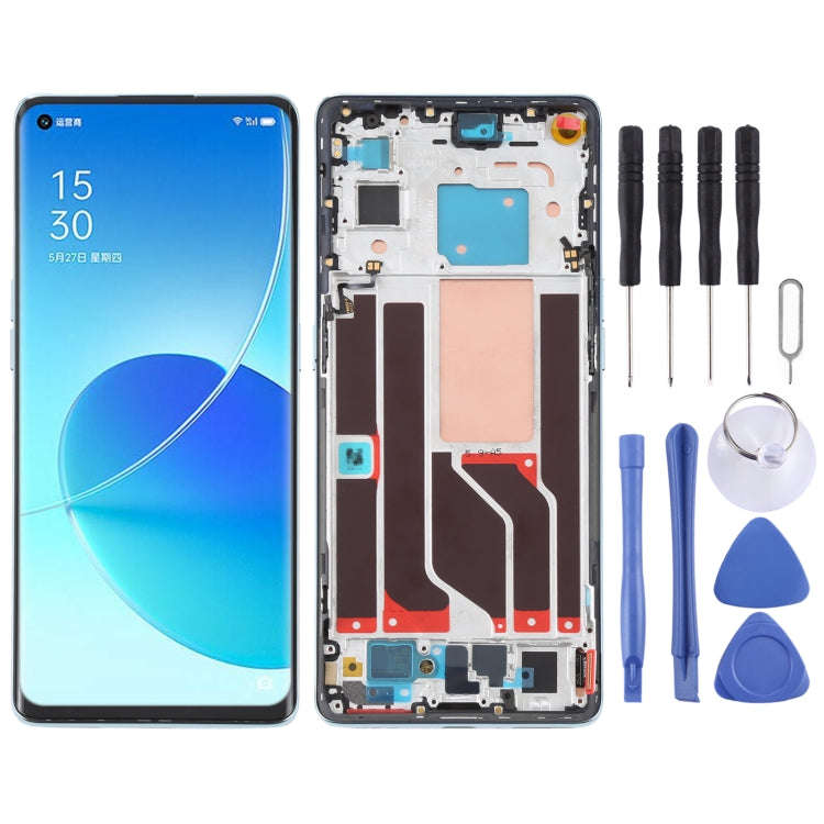 Original LCD Screen and Digitizer Full Assembly with Frame For OPPO Reno6 Pro 5G PEPM00 CPH2249(G...