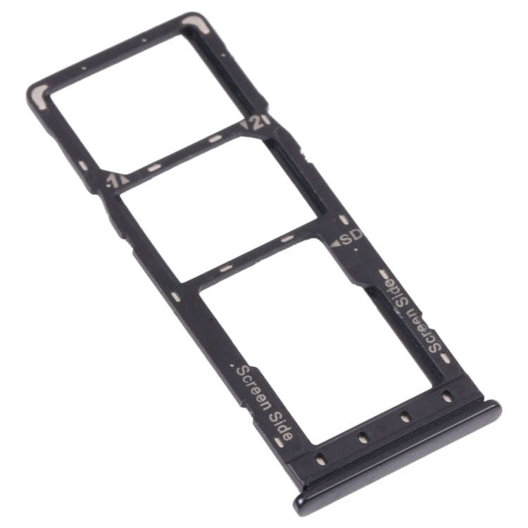 For Tecno Spark 6 KE7 SIM Card Tray + SIM Card Tray + Micro SD Card Tray (Black)