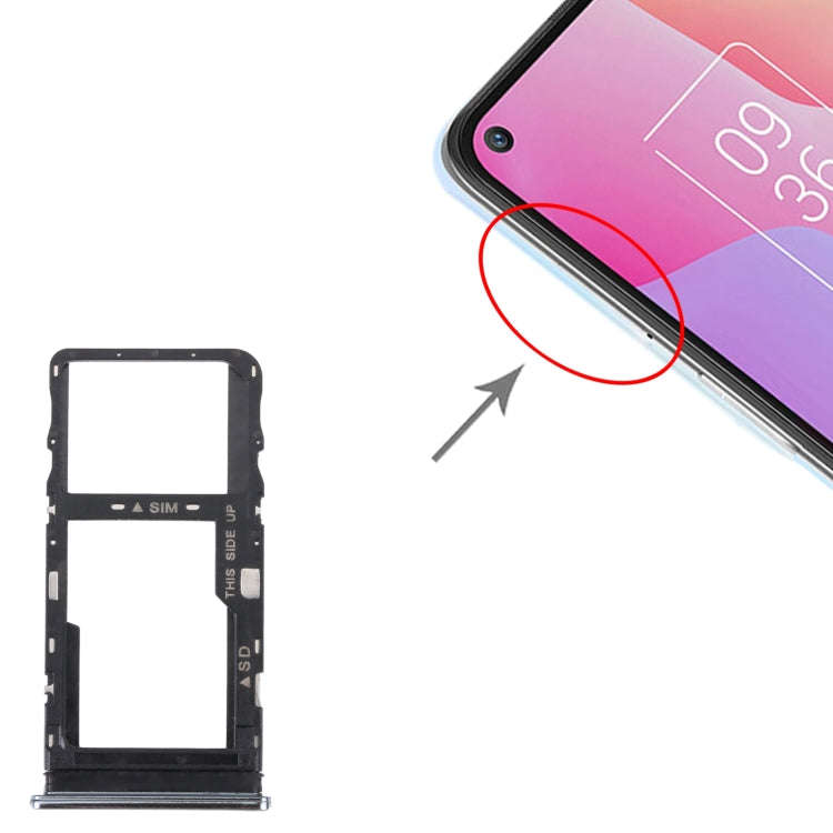 Original SIM Card Tray + Micro SD Card Tray for TCL 10L/10 Lite T770H T770B(Silver)