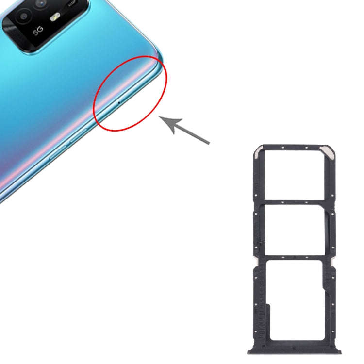 For OPPO A95 4G/Reno6 Lite  SIM Card Tray + SIM Card Tray + Micro SD Card Tray (Black)