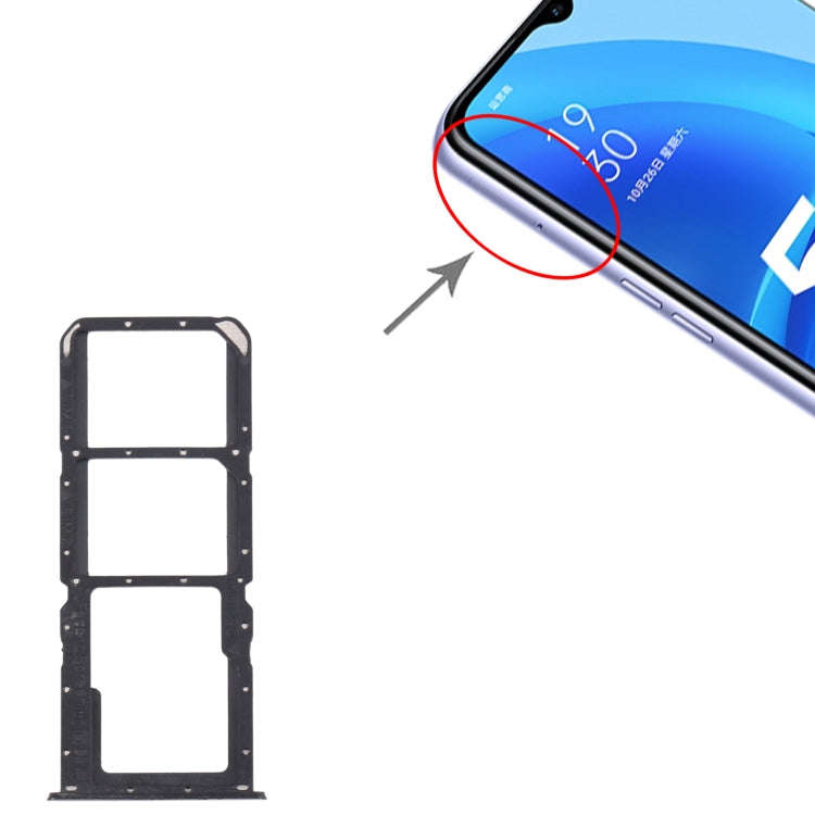 For OPPO A56 5G SIM Card Tray + SIM Card Tray + Micro SD Card Tray (Black)