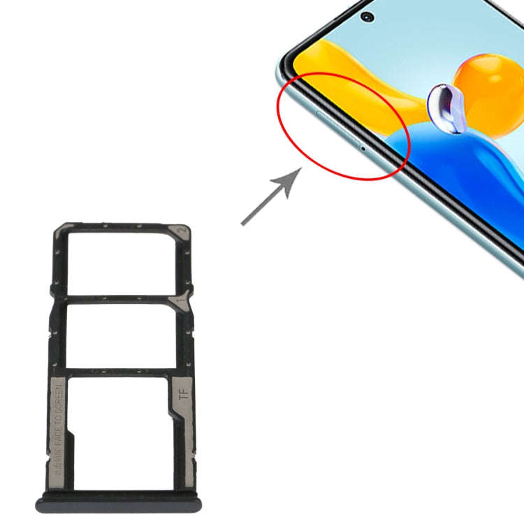 SIM Card Tray + SIM Card Tray + Micro SD Card Tray For Xiaomi Redmi Note 11S 5G (Black)