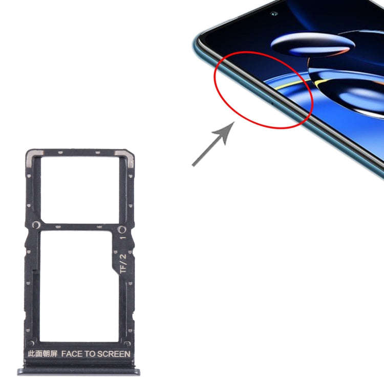 For Xiaomi Redmi Note 11SE SIM Card Tray + SIM Card Tray + Micro SD Card Tray (Black)