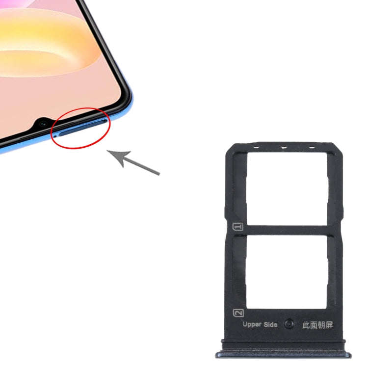 For vivo Y55S 5G SIM Card Tray + SIM Card Tray (Black)